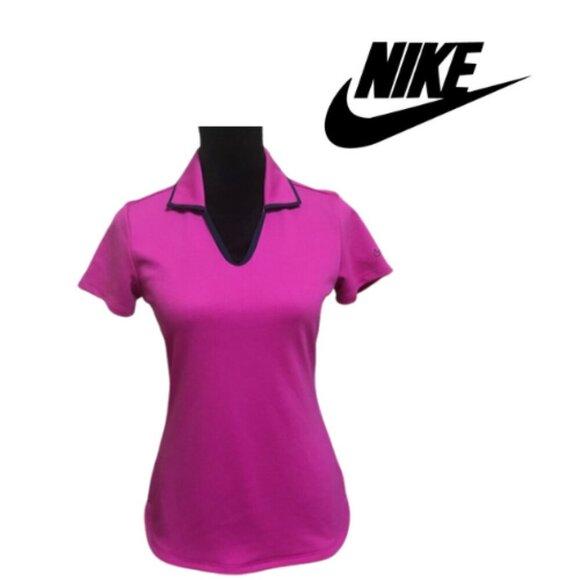 Nike Women's Nike Golf Tour Performance Fuchsia Dri-Fit Short Sleeve Pullover - Picture 8 of 9